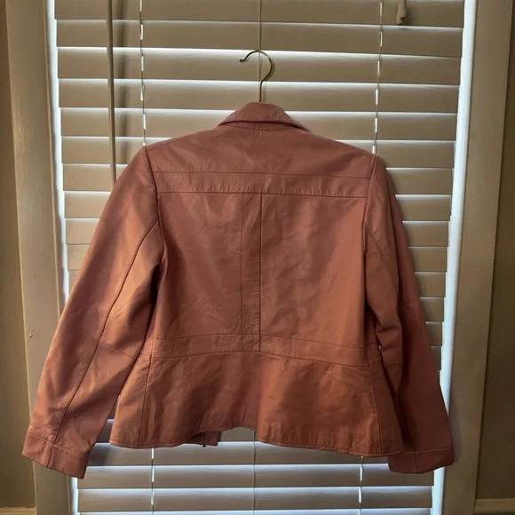 Alfani Blush Pink Leather Zip-Front Jacket Y2K Piece - Picture 7 of 13